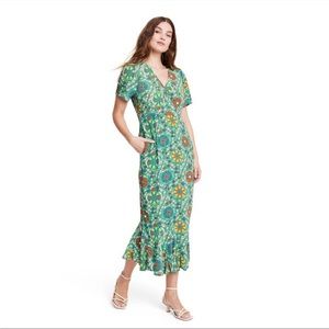 RHODE x Target Zinnia Floral Print Short Sleeve Midi Dress